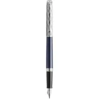 Waterman Hémisphère vulpen | Metaal-blauwe lak met palladium detail | Gebeitelde dop | Roestvrij staal medium penpunt