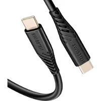 Swissten USB-C naar USB-C 60W Silicone kabel tegen knikken, Zwart