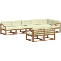 vidaXL Buiten bank set met kussen 8 pcs Natuurlijk en Crème