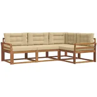 vidaXL Buiten bank set 4 st Natuurlijk en Beige