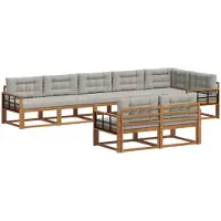 vidaXL Buiten bank set 8 st Naturel en lichtgrijs