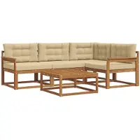 vidaXL Buiten bank set 5 st Natuurlijk en Beige