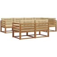 vidaXL Buiten bank set 8 st Natuurlijk en Beige