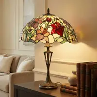 ARTISTAR Tiffany tafellamp Athina, multicolor, Woon-/ Eetkamer, Kunststof, Tiffany, tafellamp