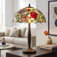 ARTISTAR Tiffany tafellamp Athina, multicolor, Woon-/ Eetkamer, metaal, Tiffany, tafellamp