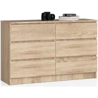 Akord Ladekast K120 met 6 Lades / Furniture Factory / Sonoma Eik / 120 x 77 x 40 cm