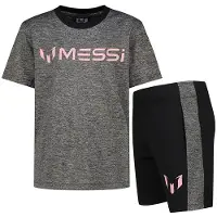 Messi T-shirt + korte broek zwart/grijs Set Jongens Polyester Ronde hals - maat 164