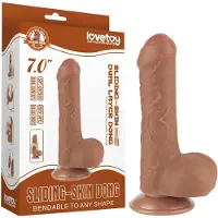 Lovetoy Sliding-Skin - realistische dildo met ballen - 18,3cm - huidskleur