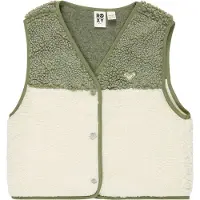 Roxy - Kid's Iconic Color Block - Fleecebodywarmer 10 Years - M, wit/olijfgroen