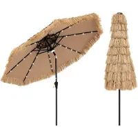 Costway Parasol – Hawaïaanse Stijl & LED-verlichting – 270 x 270 x 256 cm – Naturel