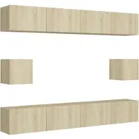 Sonstiges 6-delige Tv-meubelset bewerkt hout sonoma eikenkleurig