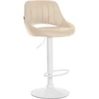 CLP barkruk Milet, bekleed met kunstleer, in hoogte verstelbaar, draaibaar, met rugleuning | Kleur: crème, frame: wit