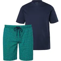 JP 1880 Regular Fit pyjama blauw/groen, Effen