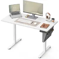 Songmics Elektrisch in Hoogte Verstelbaar Bureau - Stijlvol, Stil & Ergonomisch, mat wit / 60T x 120B x (72-120)H cm