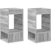 vidaXL Bijzettafel 2 st Grijs Sonoma 30 x 30 x 56 cm Bewerkt hout