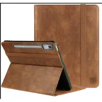 Rosso Element Hoes Geschikt voor Lenovo Idea Tab Pro 12.7 | Book Case | Volledige bescherming | Elastische band | Sleep/Wake functie | Met Penhouder | Verstelbare standaard | Bruin