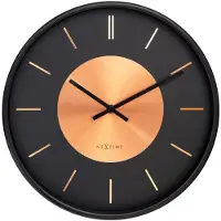 Nextime Retro II – Wandklok – 25 cm – Metaal – Zwart/Koper – Stil
