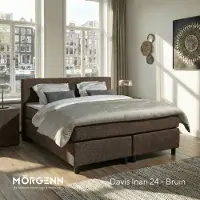 Mörgenn Boxspring Amsterdam - Pocketvering - Bruin - 120x210 cm - Inclusief Dekbed en Kussens