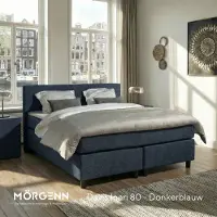 Mörgenn Boxspring Amsterdam - Pocketvering - Donkerblauw - 160x220 cm - Inclusief Dekbed en Kussens