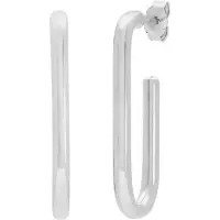 Cavill - 925 Sterling Zilveren Oorbellen - Gerhodineerd - Minimalistische U Vorm - Lichtgewicht 31mm - Elegante Fijne Sieraden