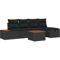 vidaXL Tuinbank Set 6 st Zwart poly rattan