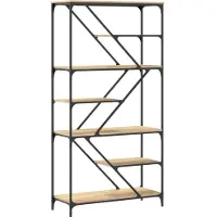 vidaXL Boekenrek 91x36x176 cm bewerkt hout en staal sonoma eikenkleur