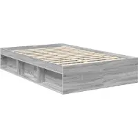 vidaXL Bedframe Grijs Sonoma 120 x 190 cm Massief grenenhout