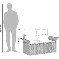 vidaXL Tuin Sofa met kussen Beige 141 x 62 x 69cm poly rattan