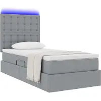 vidaXL LED opbergbed met matras Lichtgrijs 90 x 190 cm Stof