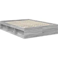 vidaXL Bedframe Grijs Sonoma 135 x 190 cm Bewerkt hout