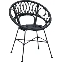 vidaXL Eetkamerstoel 2 st Riet en Ijzer Zwart 54 x 65 x 82 cm
