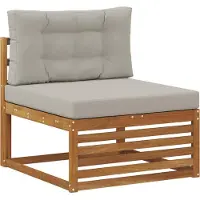 vidaXL Buiten bank set met kussen 6 pcs Naturel en lichtgrijs