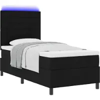 vidaXL Boxspring bed met matras met LED Zwart 90 x 190 cm Stof