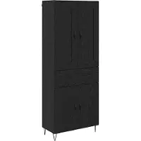 vidaXL Highboard Zwart Eiken 69,5 x 34 x 180 cm Bewerkt hout