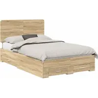 vidaXL Bedframe met lade Sonoma Eik 135 x 190 cm Bewerkt hout