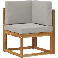 vidaXL Buiten bank set met kussen 5 pcs Natuurlijk en Licht Grijs