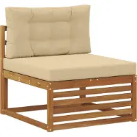 vidaXL Buiten bank set met kussen 7 pcs Natuurlijk en Beige Polyester