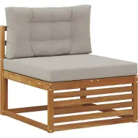 vidaXL Buiten bank set met kussen 5 pcs Naturel en lichtgrijs