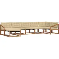 vidaXL Buiten bank set 7 st Natuurlijk en Beige Massief Acacia Hout