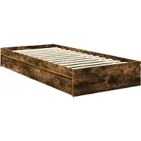 vidaXL Opbergbed met lade Rook Eiken 90 x 200 cm Bewerkt hout