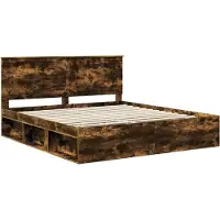 vidaXL Bedframe Rook Eiken 180 x 200 cm Massief grenenhout