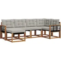 vidaXL Buiten bank set 6 st Natuurlijk en Licht Grijs