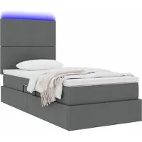 vidaXL LED opbergbed met matras Donkergrijs 100 x 200 cm Stof