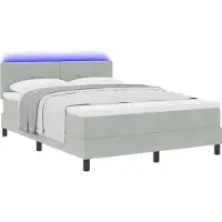vidaXL LED Box Spring Bed Lichtgrijs 160 x 200 cm Fluweel