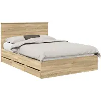 vidaXL Bedframe met lade Sonoma Eik 160 x 200 cm Ingenieurshout