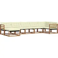 vidaXL Buiten bank set 7 st Natuurlijk en Crème Massief Acacia Hout
