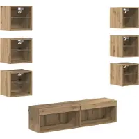 vidaXL TV Kast 8 st Artisan Eiken Glas