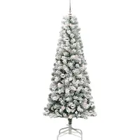 vidaXL Kunstmatige Hinged Kerstboom 300 LED's Groen en Wit 210 cm