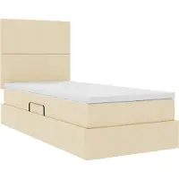 vidaXL LED opbergbed met matras Crème 100 x 200 cm Stof