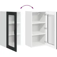 vidaXL Wandglas Kasten LUCCA 2 st Zwart Bewerkt hout